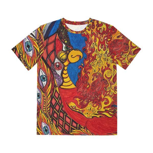 Unisex Phoenix Hand Drawn Art Tee All Over Print Gift Heady Festival Party Club Painted T-Shirt