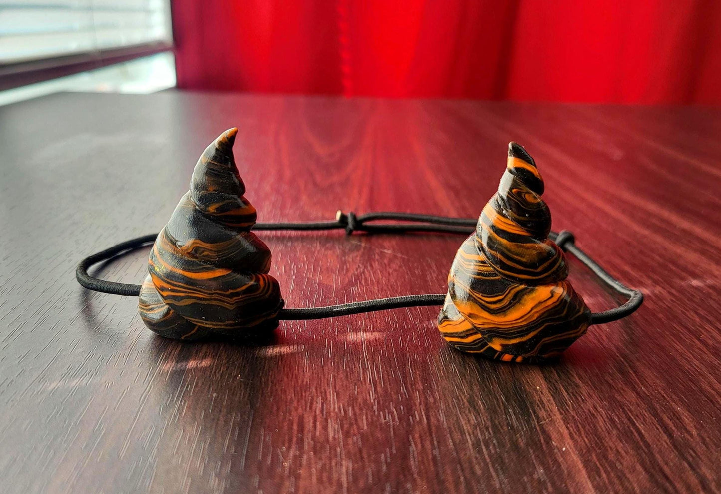 Halloween Horns Black Orange Swirl Demon Horn Elastic Headband Fantasy Cosplay Devil Costume Accessories Dragon Witch Gothic Festival Horns
