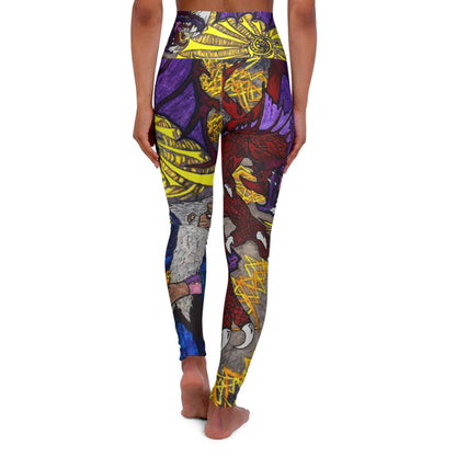 Hand Drawn Wizard Dragon All Over Print High Waisted Yoga Leggings