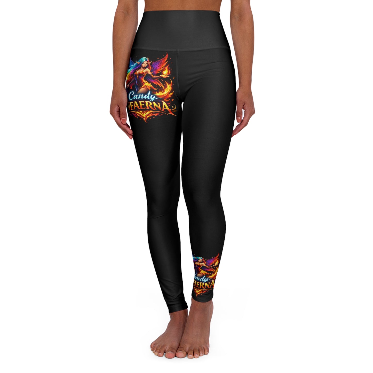Candy Infaerna Fire Fairy Sorceress Logo Print High Waisted Yoga Leggings
