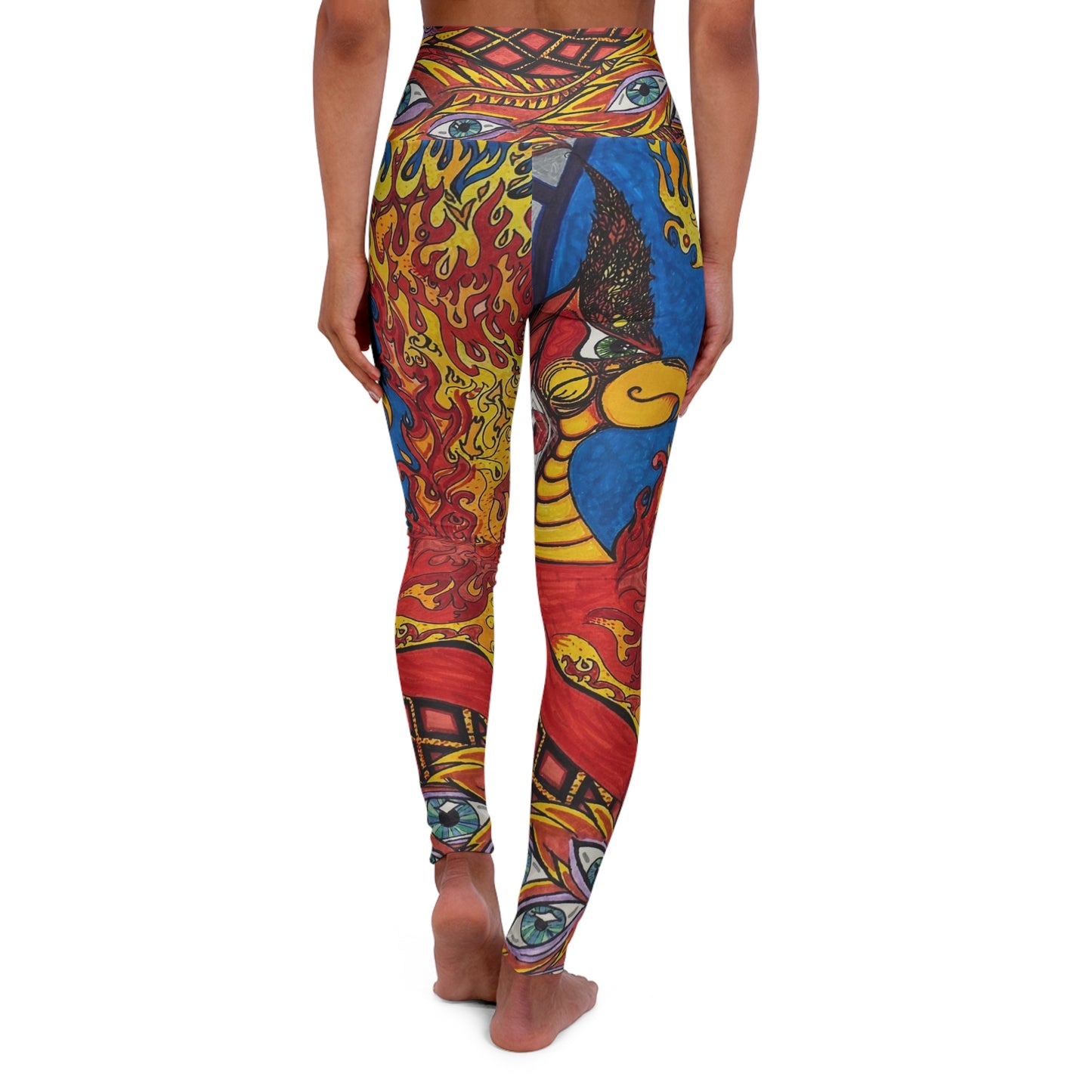 Eye of the Phoenix Hand Drawn Candy Infaerna All Over Print High Waisted Yoga Leggings