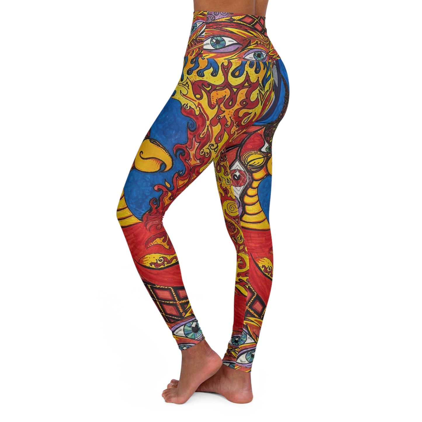 Eye of the Phoenix Hand Drawn Candy Infaerna All Over Print High Waisted Yoga Leggings