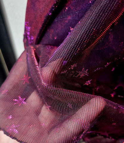 Witch Faerie Stars Moon Corset Lingerie Purple Red Mesh Star Print Sheer Overlay Dragon Scales Skirt Tendril Sleeves Fingerless Gloves Fairy