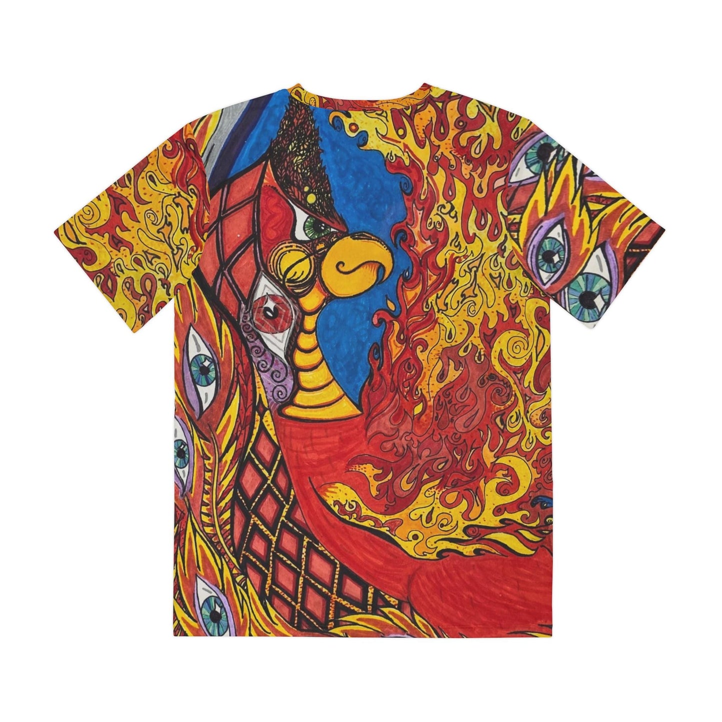 Men's Phoenix Hand Drawn Art Tee All Over Print Gift Heady Festival Party Club Painted T-Shirt