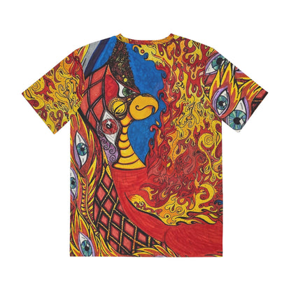 Men's Phoenix Hand Drawn Art Tee All Over Print Gift Heady Festival Party Club Painted T-Shirt