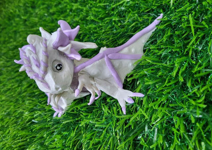 Amethyst Dragon Sculpture White & Purple Dragon Figurine Crystal Fantasy Dragon Statue Gemstone Chest Mythical Creature Collectible Gift