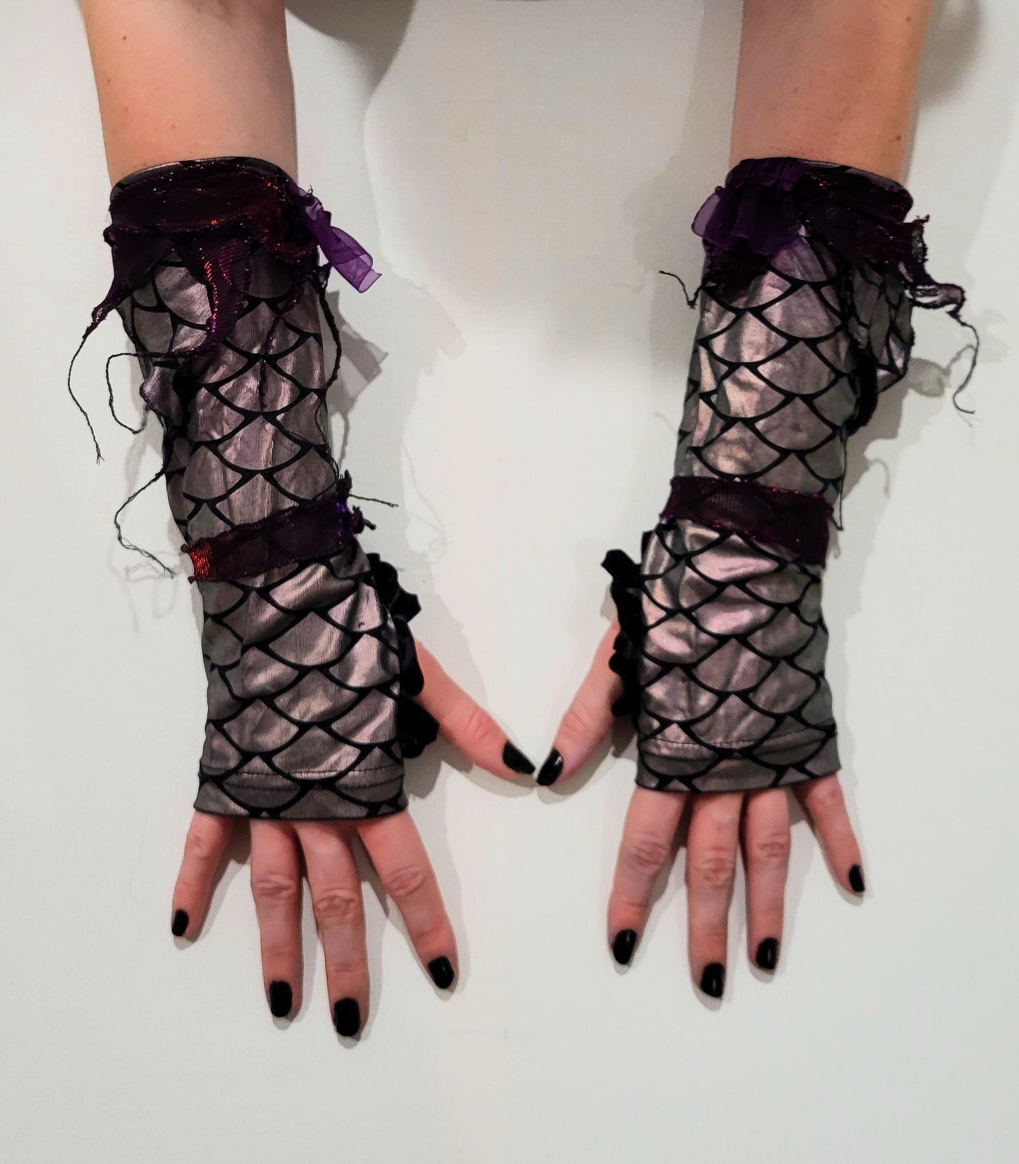Witch Faerie Stars Moon Corset Lingerie Purple Red Mesh Star Print Sheer Overlay Dragon Scales Skirt Tendril Sleeves Fingerless Gloves Fairy