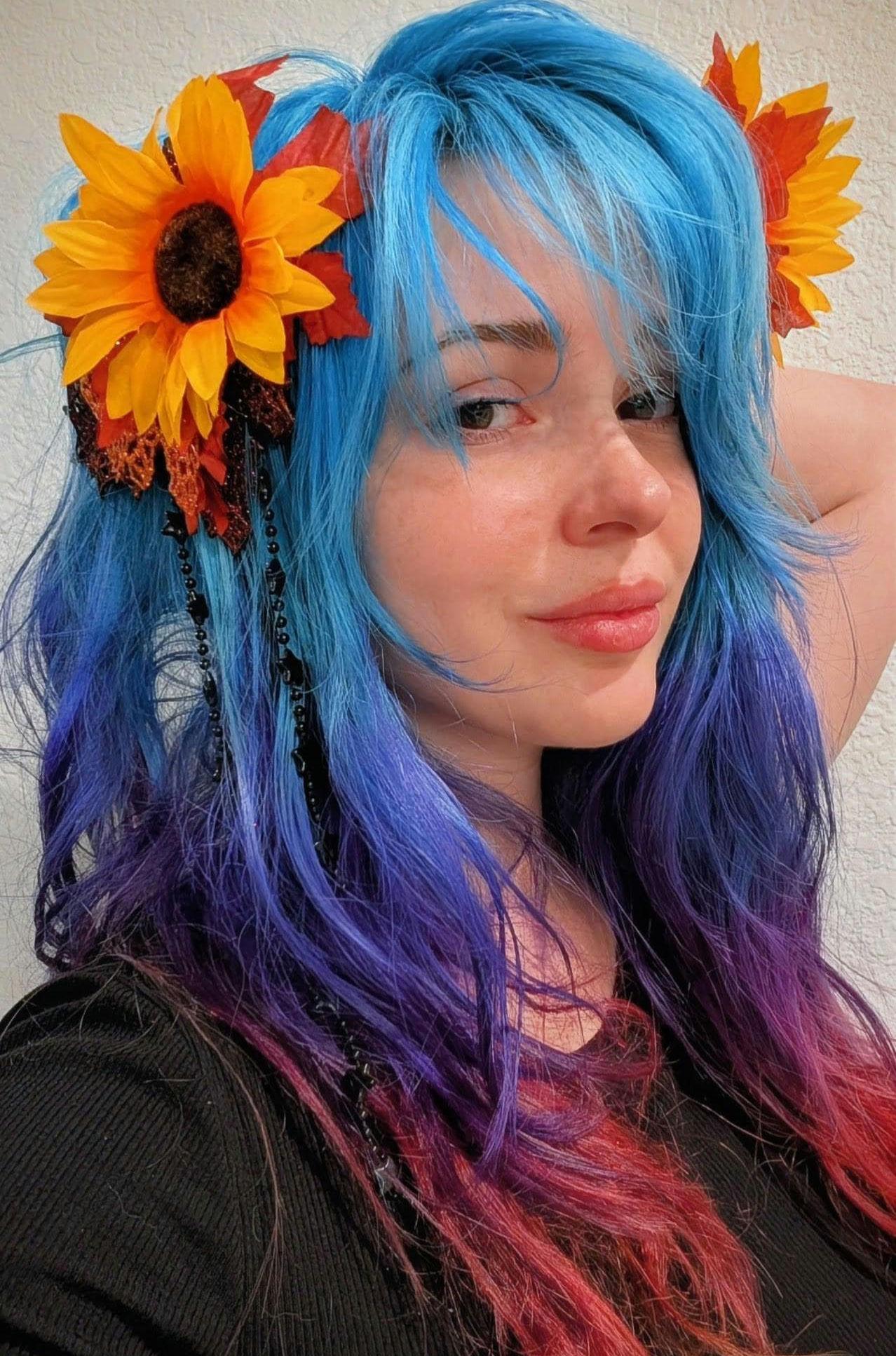 Autumn Hair Clips Two Identical Fall Leaves Sunflower Headpiece Headdress Wedding Ball Fantasy Costume