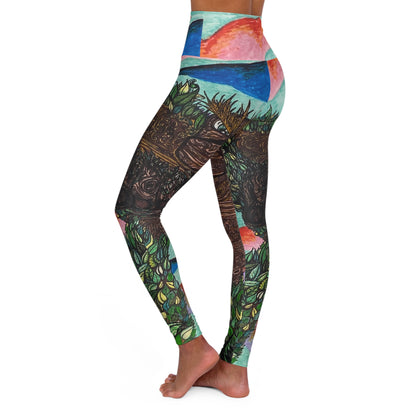 Hand Drawn Colossus Tree All Over Print High Waisted Yoga Leggings