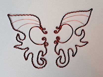 Dragon Fire Ear Wings Red Wire Wing Ear Cuff Fantasy Fire Jewelry Adjustable Unisex Cosplay Accessory
