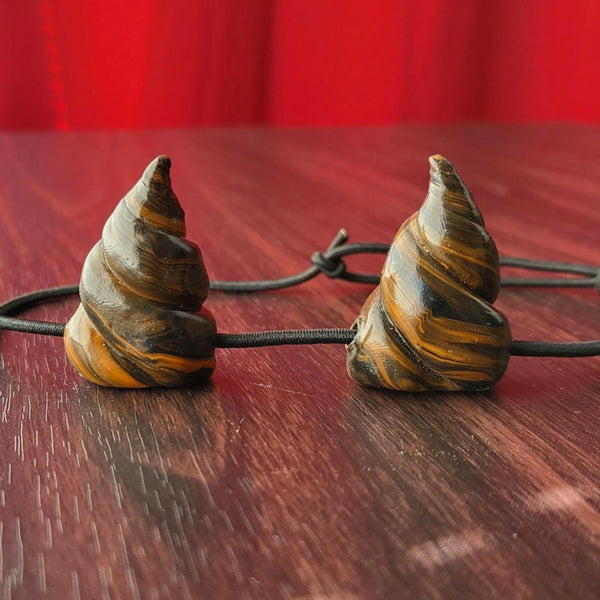 Tigers Eye Horns Brown Black Dragon Monster Demon Horn Headband Fantasy Cosplay Devil Costume Gothic Festival Accessory Orange