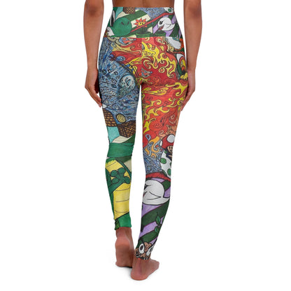 Hand Drawn Mario All Over Print High Waisted Yoga Leggings