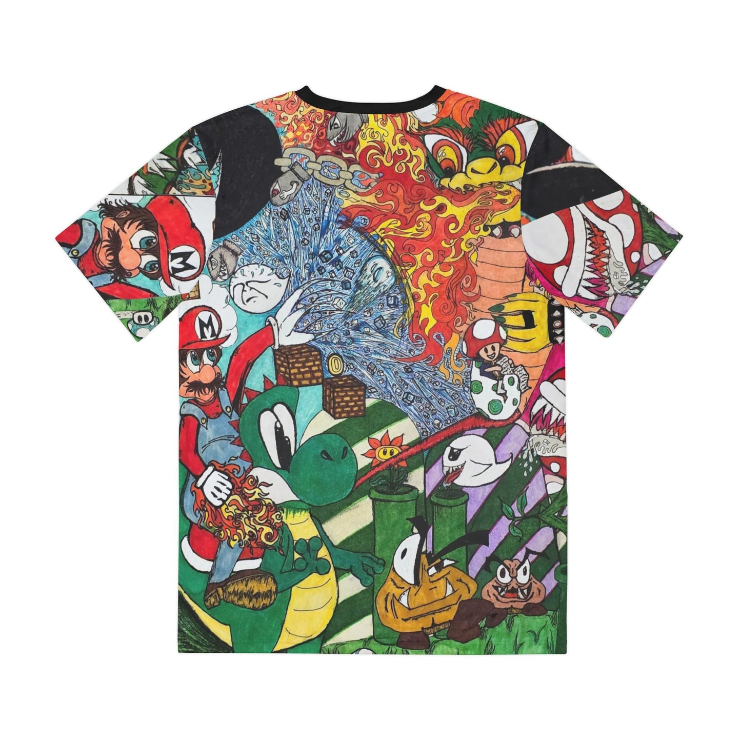 Unisex Tee Mario T-Shirt Hand Drawn All Over Print