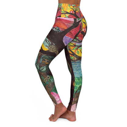 Hand Drawn Gaia Tree All Over Print High Waisted Yoga Leggings