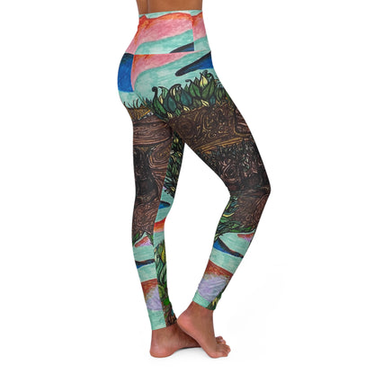 Hand Drawn Colossus Tree All Over Print High Waisted Yoga Leggings