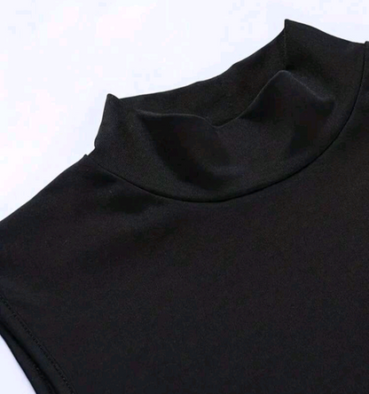 Black Lace-Up Cutout Maxi Dress High Neck Sleeveless Side Strappy Open Leg Slit Bodycon Matrix Trinity