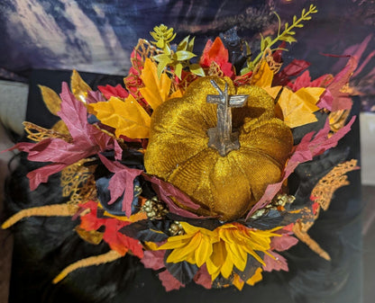 Fall Pumpkin Queen Headdress Sunflower Maple Leaf Crown Autumn Festival Headpiece Halloween Harvest Costume Faerie Fantasy Wedding