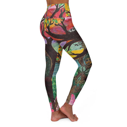 Hand Drawn Gaia Tree All Over Print High Waisted Yoga Leggings